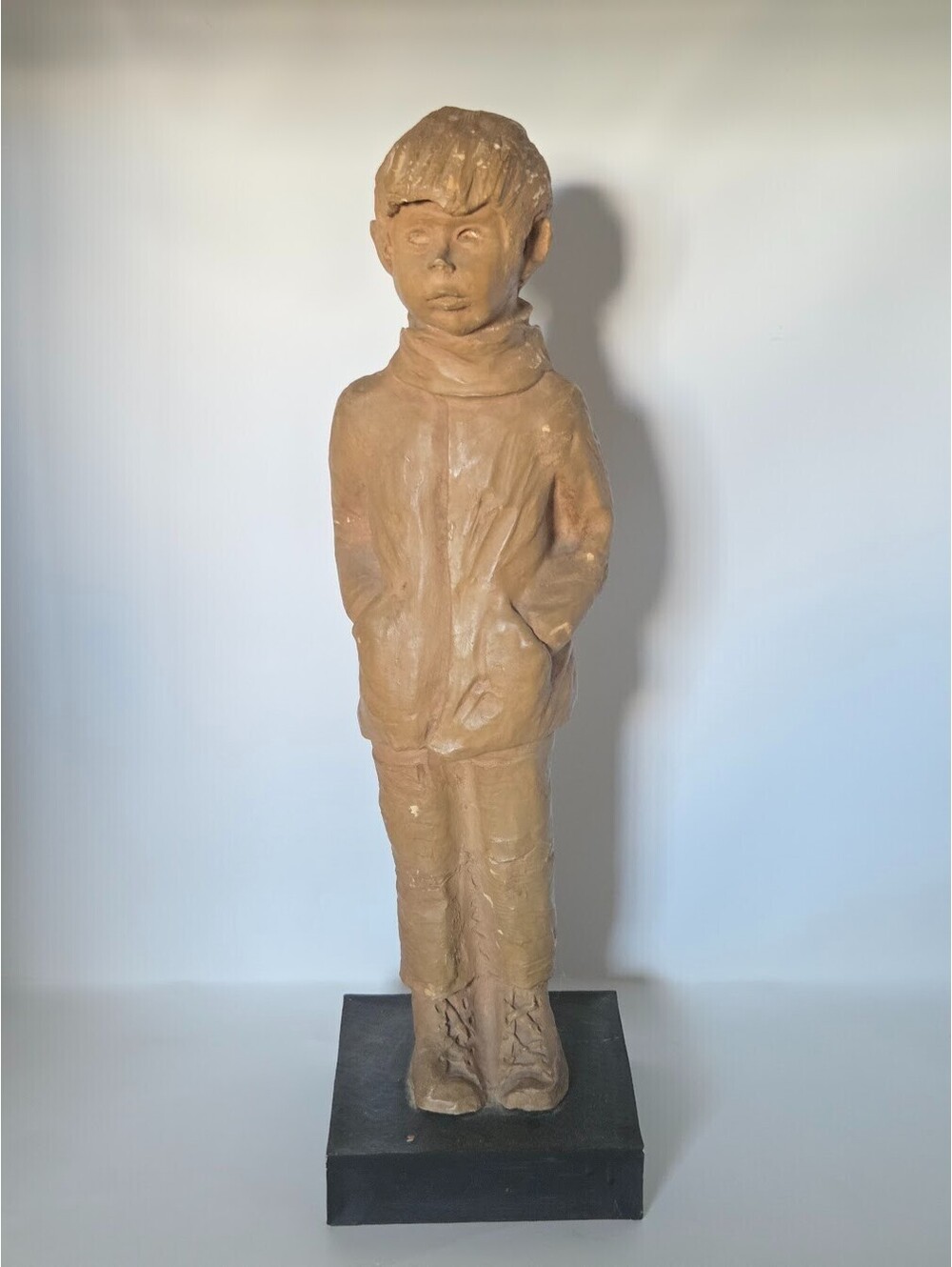 Vintage Dave Grossman Designs Boy Sculpture Terracotta Style St Louis Signed